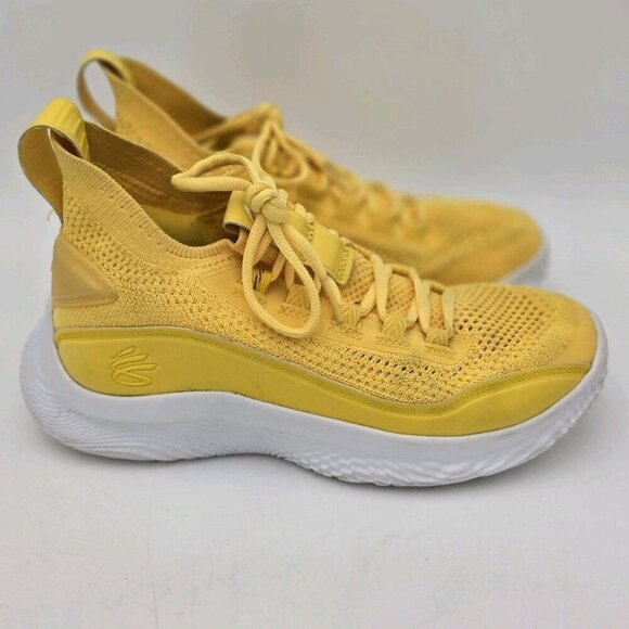 Unisex Stephen Curry 7Y Underarmour Team Basketball Shoes Yellow White Logo Star - Picture 5 of 10